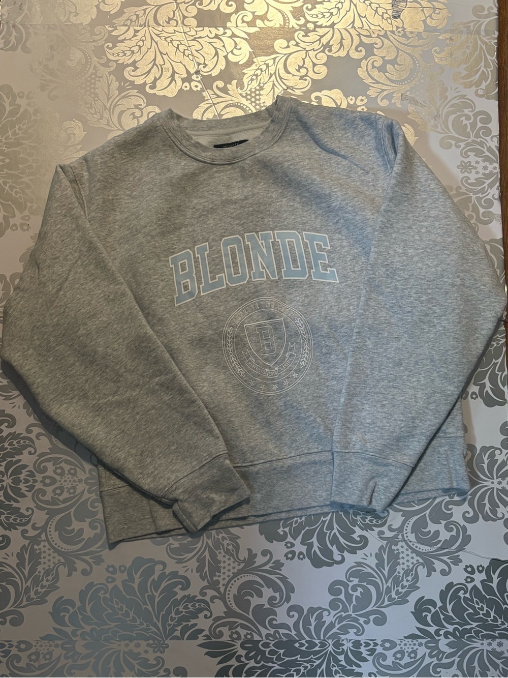 Brunette The Label Gray 'BLONDE' Crewneck Sweatshirt